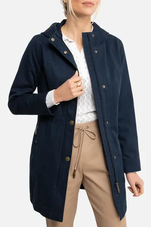 ANNE WEYBURN Mid-Length Hooded Parka in Cotton, Mid-Season