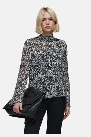 IKKS Zebra Print Blouse with High Neck and Long Sleeves