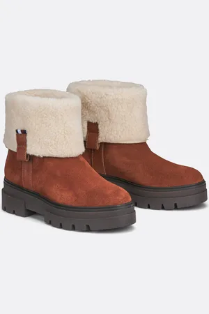 Tommy Hilfiger Leather Ankle Boots with Faux Fur Lining