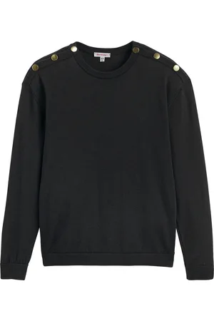 ANNE WEYBURN Wool Blend Jumper in Fine Knit with Crew Neck