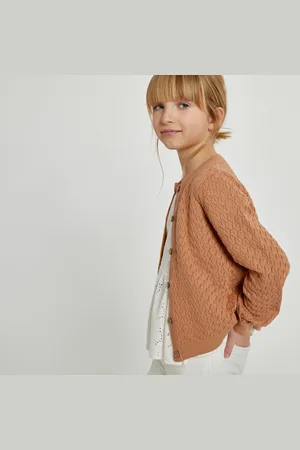 La Redoute Openwork Detailed Knit Cardigan with Crew Neck