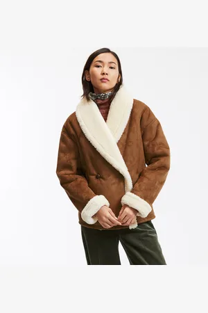 La Redoute Mid-Length Winter Coat with Sherpa and Button Fastening