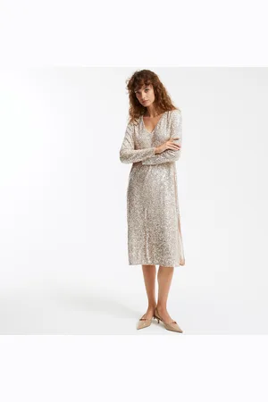 La Redoute Sequin Midi Dress with Long Sleeves