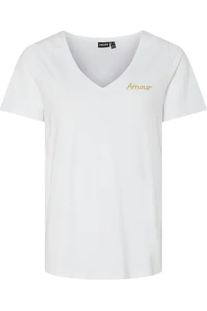 Pieces® Embroidered V-Neck T-Shirt