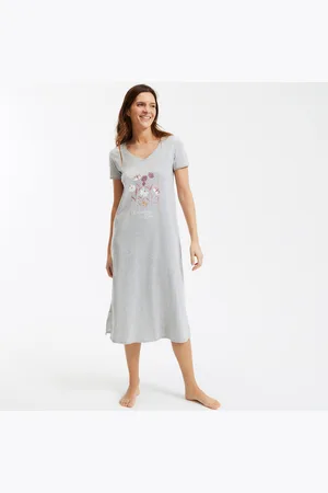 ANNE WEYBURN Cotton Jersey Nightshirt with Short Sleeves