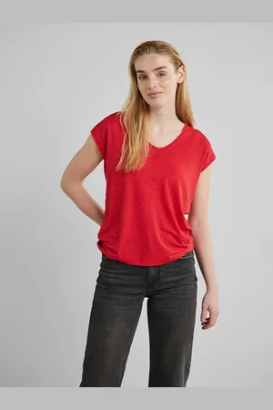 Pieces® Metallic T-Shirt with V-Neck