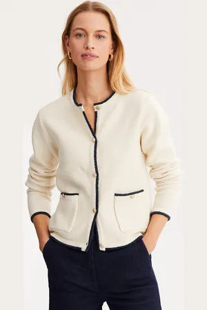 ANNE WEYBURN Chunky Knit Buttoned Cardigan with Crew Neck