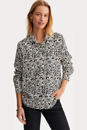 ANNE WEYBURN Loose Printed Shirt with Long Sleeves