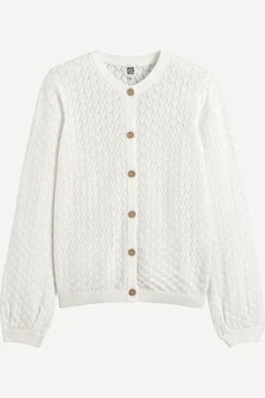 La Redoute Openwork Detailed Knit Cardigan with Crew Neck