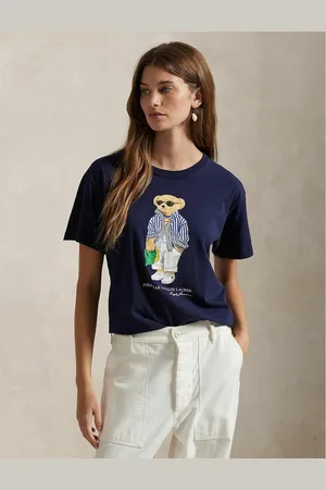 Ralph Lauren Teddy Bear Print T-Shirt with Crew Neck and Short Sleeves
