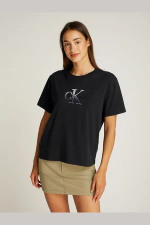 Calvin Klein Short Sleeve T-Shirt with Crew Neck and Logo Print on Front