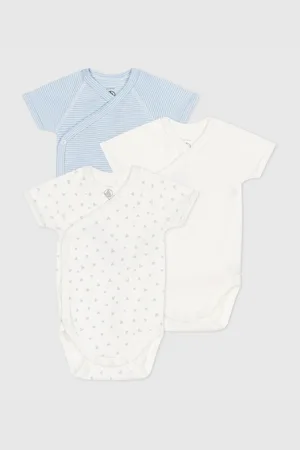Petit Bateau Pack of 3 Bodysuits with Short Sleeves