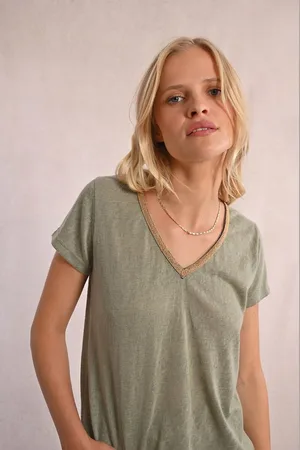 Molly Bracken Short Sleeve T-Shirt with V-Neck