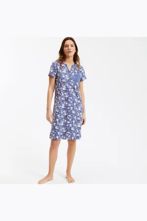 ANNE WEYBURN Printed Cotton Nightshirt with Short Sleeves