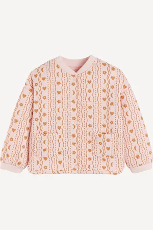 La Redoute Quilted Tulip Print Cardigan with Press-Stud Fastening