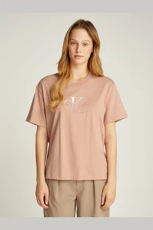 Calvin Klein Short Sleeve T-Shirt with Crew Neck and Logo Print on Front