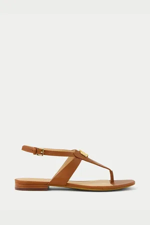 Ralph Lauren Flat Sandals with Leather Slats EVERLEY