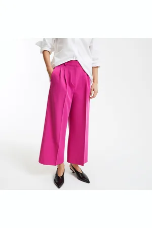 La Redoute Wide Leg Cropped Trousers with Pleat Front