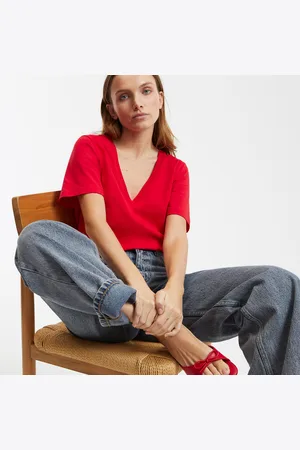 La Redoute Loose Fit V-Neck T-Shirt with Short Sleeves
