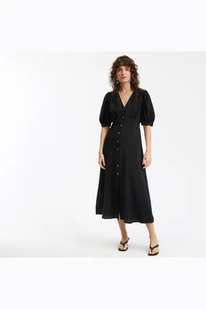 La Redoute Maxi Dress with V-Neck and Elbow-Length Sleeves