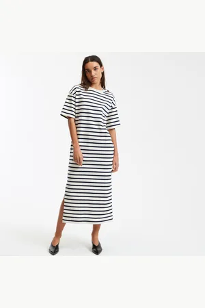 La Redoute Striped Jersey Maxi Dress with Shoulder Buttons