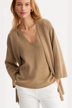 ANNE WEYBURN Open Long Cardigan in Fine Iridescent Knit