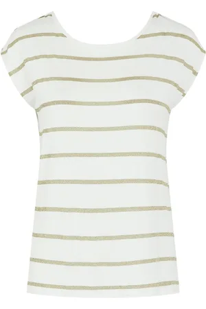 Pieces® Sparkly Striped T-Shirt with Plunging Back