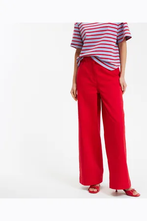 La Redoute High-Waist Wide-Leg Trousers in Cotton Twill