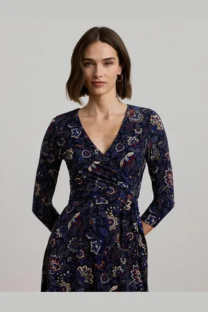 Ralph Lauren 3/4 Length Sleeves Flared Midi Dress