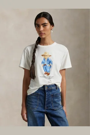 Ralph Lauren Teddy Bear Print T-Shirt with Crew Neck and Short Sleeves
