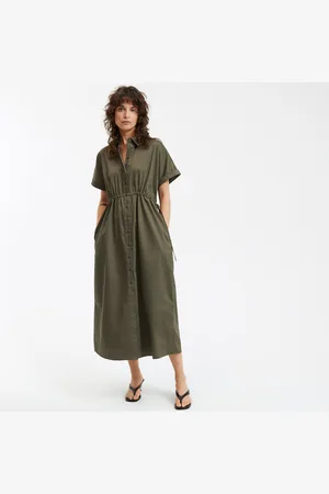 La Redoute Maxi Dress Tightened At The Waist, Shirt Collar