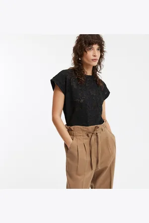 La Redoute Floral Jacquard T-Shirt with Crew Neck