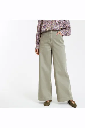 La Redoute High-Waist Wide-Leg Trousers in Cotton Twill