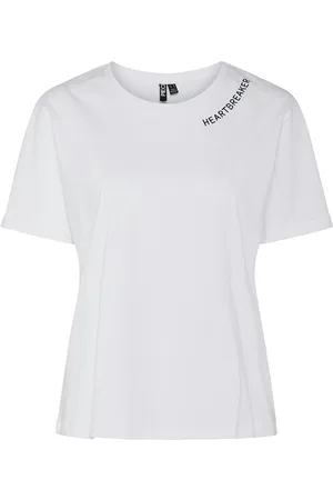 Pieces® Short-Sleeved T-Shirt, Embroidered Collar