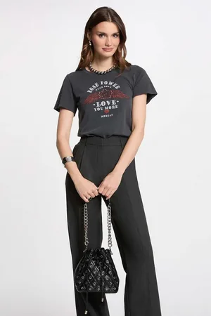 Morgan Printed Crew Neck T-Shirt with Short Sleeves
