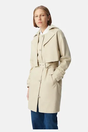 IKKS Mid-Length Trench Coat with Belt, 2 in 1, Removable Jacket