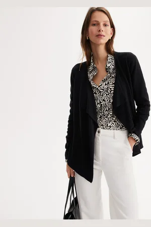 ANNE WEYBURN Open Cardigan in Linen and Cotton, Fine Knit