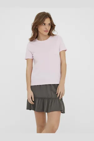 VERO MODA Organic Cotton T-Shirt with Crew Neck and Short Sleeves