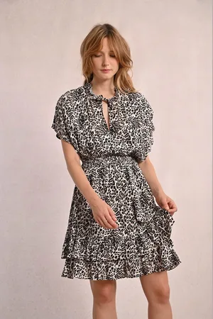 Molly Bracken Printed Short-Sleeve Mini Dress