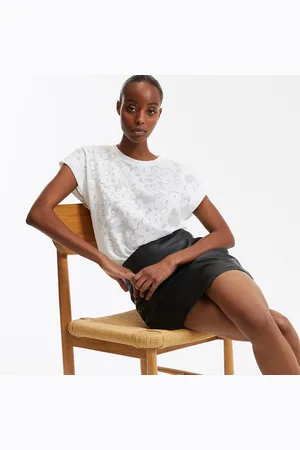 La Redoute Floral Jacquard T-Shirt with Crew Neck