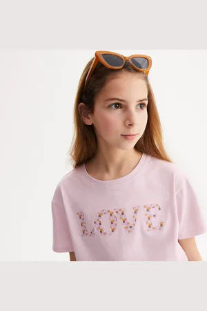 La Redoute Crew Neck T-Shirt with Love Embroidery