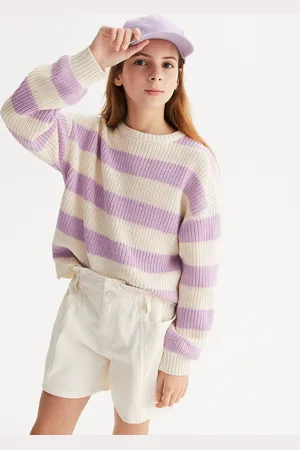 La Redoute Striped Chunky Knit Jumper with Crew Neck