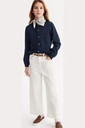 La Redoute Openwork Detailed Knit Cardigan with Crew Neck