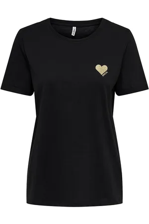 ONLY Cotton T-Shirt with Small Heart Print