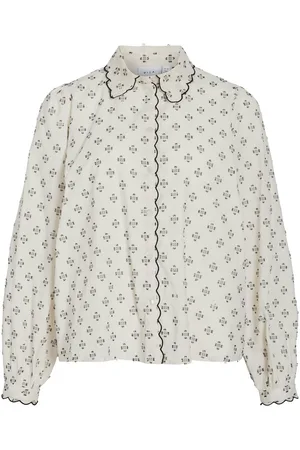 VILA Printed Blouse with Detail Collar
