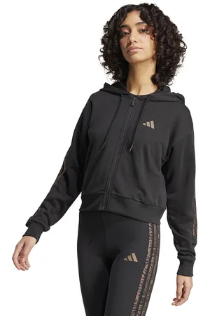 adidas Zip-Up Hoodie with Animal Print, 3-Stripes