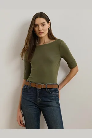 Ralph Lauren Boat Neck T-Shirt with 3/4 Length Sleeves