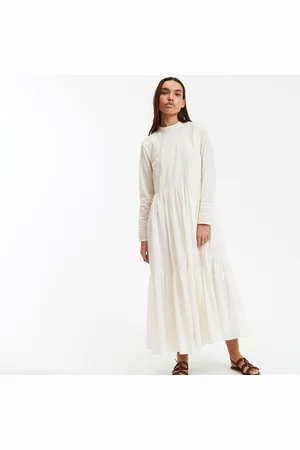 La Redoute Maxi Dress in Embroidered Cotton Voile with Long Sleeves