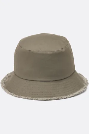 La Redoute Canvas bucket hat with frayed edge