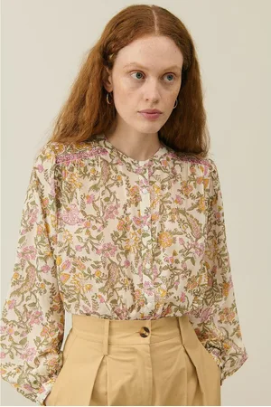 Louise Misha Jeanne Printed Blouse with Crew Neck and Long Sleeves